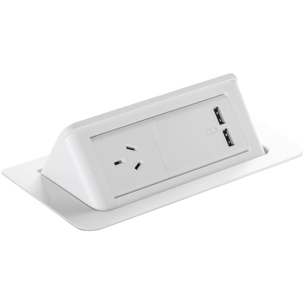 Image for RAPIDLINE POP-UP INDESK MODULE 1-GPO 2-USB WHITE from MOE Office Products Depot Mackay & Whitsundays