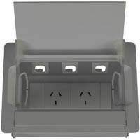 rapidline table surface mounted service box 2-gpo anodised silver