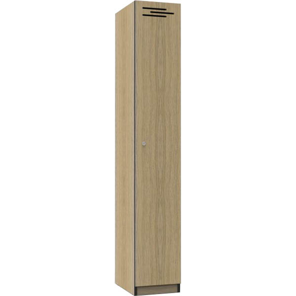 Image for RAPIDLINE MELAMINE LOCKER 1 DOOR 1850 X 305 X 455MM NATURAL OAK/BLACK EDGING from Ross Office Supplies Office Products Depot