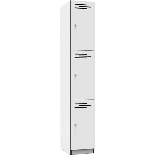 Image for RAPIDLINE MELAMINE LOCKER 3 DOOR 1850 X 305 X 455MM NATURAL WHITE/BLACK EDGING from Tristate Office Products Depot