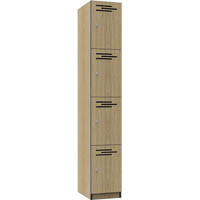 rapidline melamine locker 4 door 1850 x 305 x 455mm natural oak/black edging