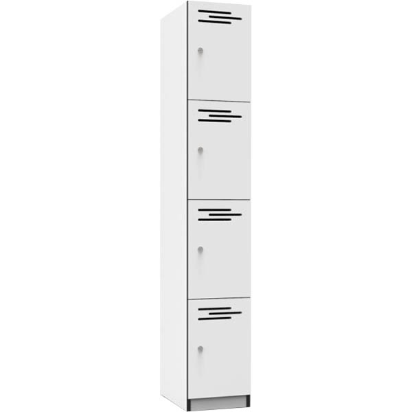 Image for RAPIDLINE MELAMINE LOCKER 4 DOOR 1850 X 305 X 455MM NATURAL WHITE/BLACK EDGING from Office Products Depot