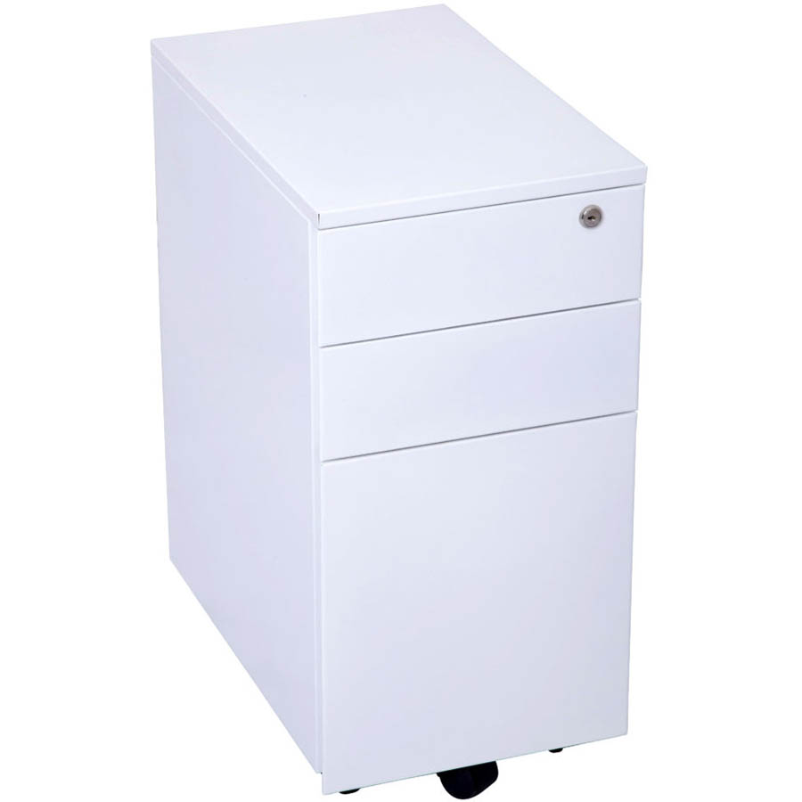 Image for GO STEEL SLIMLINE MOBILE PEDESTAL 3 DRAWER 300 X 472 X 610MM WHITE CHINA from Ross Office Supplies Office Products Depot