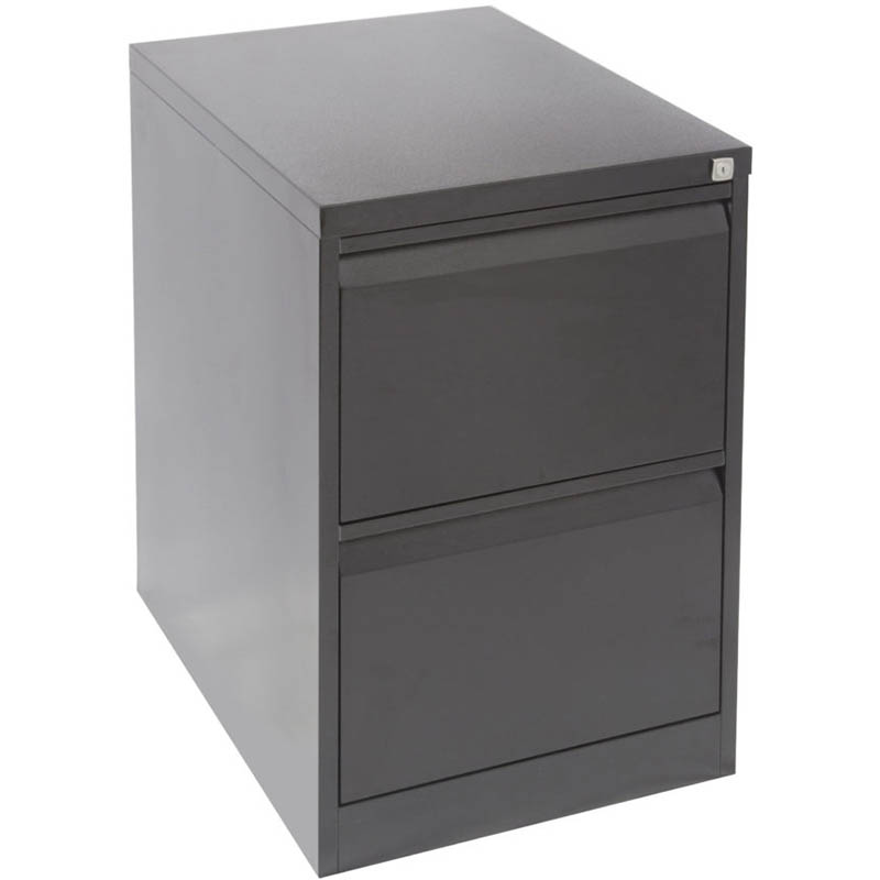 Image for GO STEEL FILING CABINET 2 DRAWERS 460 X 620 X 705MM BLACK RIPPLE from Barkers Rubber Stamps & Office Products Depot