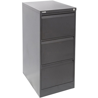 Image for GO STEEL FILING CABINET 3 DRAWERS 460 X 620 X 1016MM GRAPHITE RIPPLE from Ross Office Supplies Office Products Depot