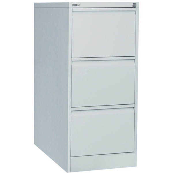 Image for GO STEEL FILING CABINET 3 DRAWERS 460 X 620 X 1016MM SILVER GREY from Barkers Rubber Stamps & Office Products Depot