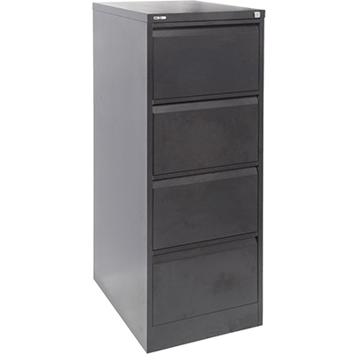 Image for GO STEEL FILING CABINET 4 DRAWERS 460 X 620 X 1321MM BLACK RIPPLE from Barkers Rubber Stamps & Office Products Depot