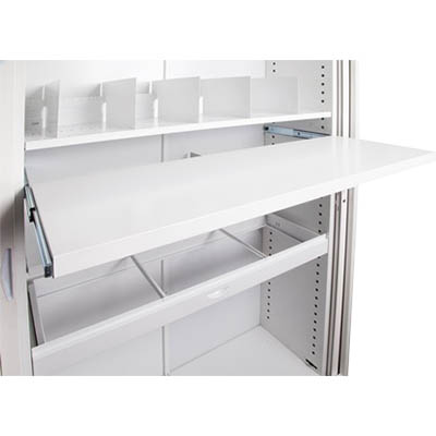 Image for GO STEEL TAMBOUR DOOR CUPBOARD ADDITIONAL PULL OUT FILE SHELF 900MM WHITE CHINA from Barkers Rubber Stamps & Office Products Depot