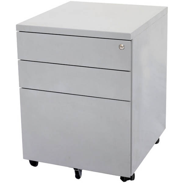 Image for GO STEEL MOBILE PEDESTAL STEEL 3-DRAWER LOCKABLE 460 X 472 X 610MM PRECIOUS SILVER from Ross Office Supplies Office Products Depot