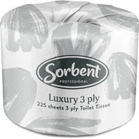 sorbent professional luxury toilet tissue 3 ply 225 sheets carton 48