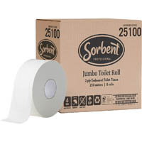 sorbent professional jumbo toilet tissue 2 ply 250m roll carton 8