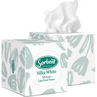 sorbent professional silky white facial tissue 2 ply 90 sheets cube carton 24
