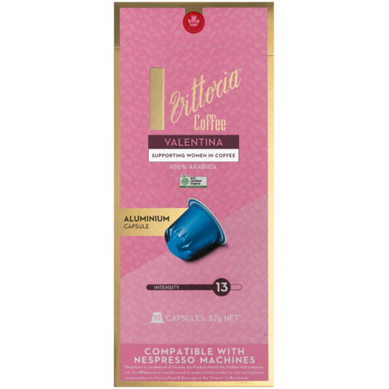 Image for VITTORIA NESPRESSO COMPATIBLE COFFEE CAPSULES VALENTINA PACK 10 from MOE Office Products Depot Mackay & Whitsundays