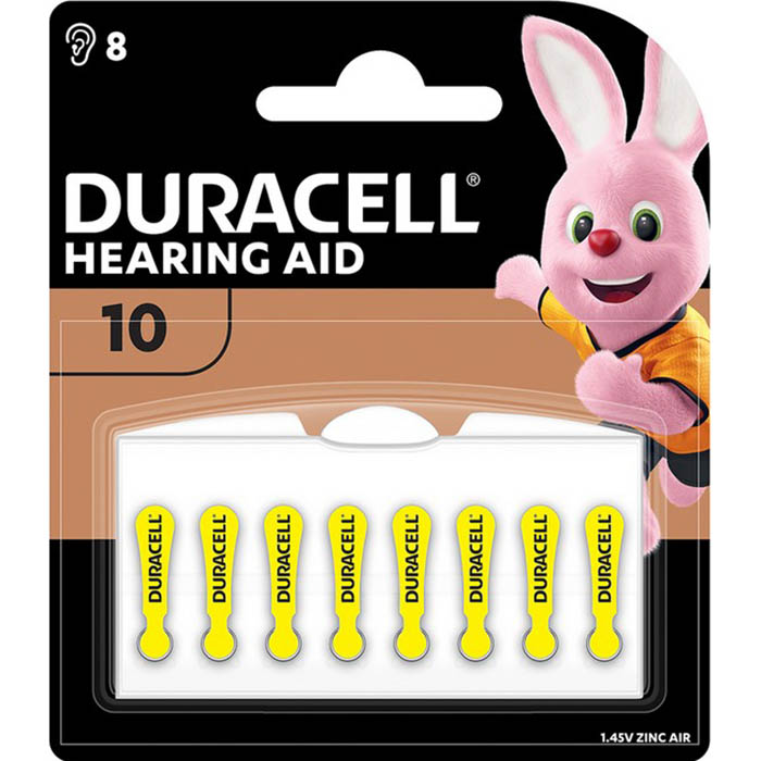 Image for DURACELL SIZE 10 EASYTAB HEARING AID ZINC AIR COIN 1.45V BATTERY PACK 8 from OFFICEPLANET OFFICE PRODUCTS DEPOT
