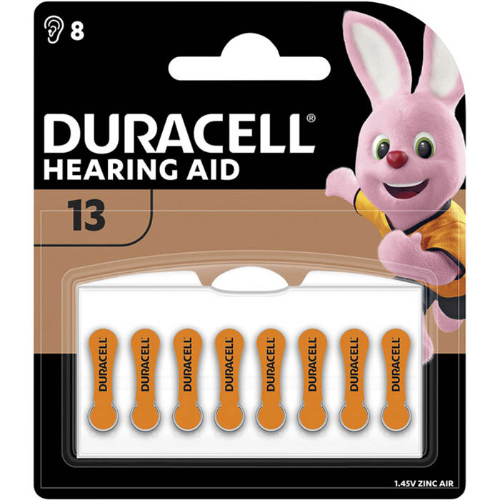 Image for DURACELL SIZE 13 EASYTAB HEARING AID ZINC AIR COIN 1.45V BATTERY PACK 8 from Margaret River Office Products Depot