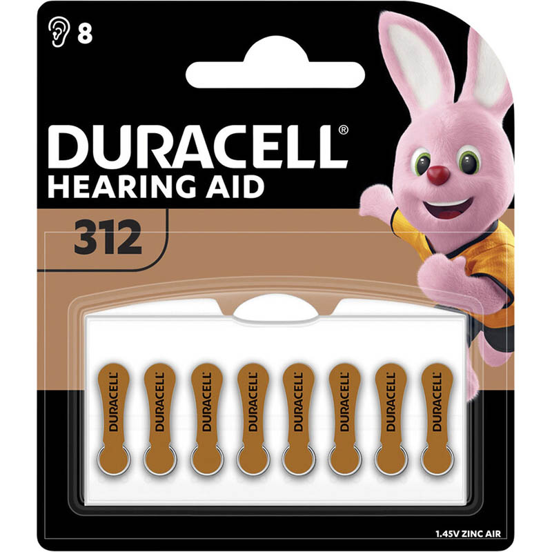 Image for DURACELL SIZE 312 EASYTAB HEARING AID ZINC AIR COIN 1.45V BATTERY PACK 8 from MOE Office Products Depot Mackay & Whitsundays