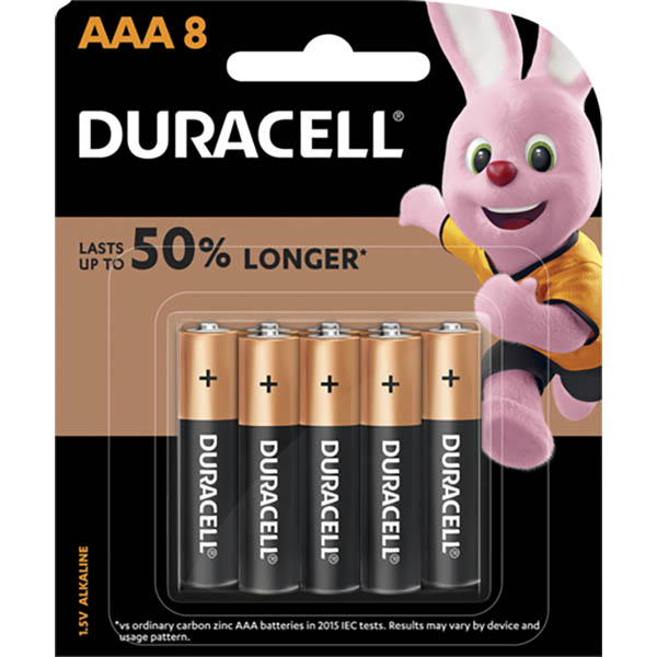 Image for DURACELL COPPERTOP ALKALINE AAA BATTERY PACK 8 from MOE Office Products Depot Mackay & Whitsundays