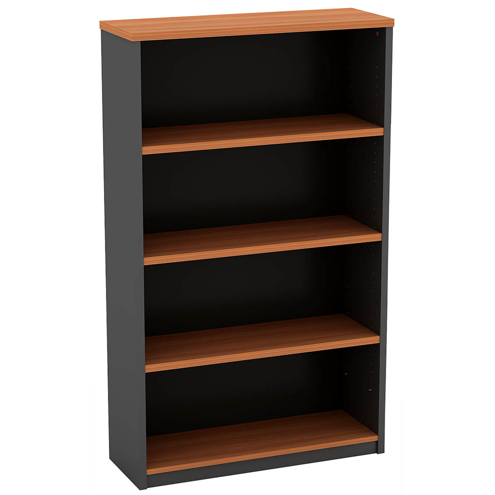 Image for OM OPEN BOOKCASE 900 X 320 X 1500MM CHERRY/CHARCOAL from Ross Office Supplies Office Products Depot