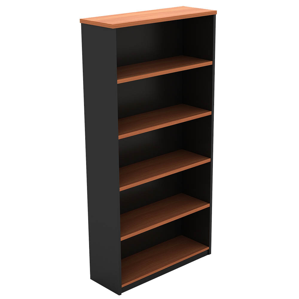 Image for OM OPEN BOOKCASE 900 X 320 X 1800MM CHERRY/CHARCOAL from Ross Office Supplies Office Products Depot