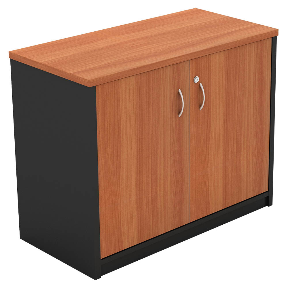 Image for OM STATIONERY CUPBOARD LOCKABLE 900 X 450 X 720MM CHERRY/CHARCOAL from Margaret River Office Products Depot
