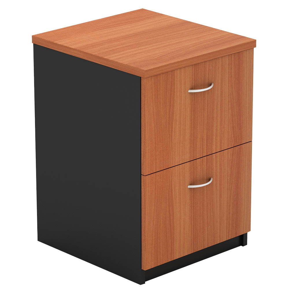 Image for OM FILING CABINET 2 DRAWERS 468 X 510 X 760MM CHERRY/CHARCOAL from Office Products Depot