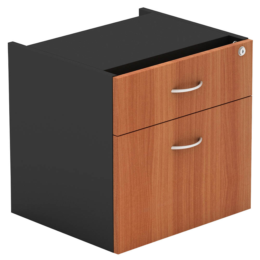 Image for OM FIXED DESK PEDESTAL 2-DRAWER LOCKABLE 464 X 400 X 450MM CHERRY/CHARCOAL from Office Products Depot