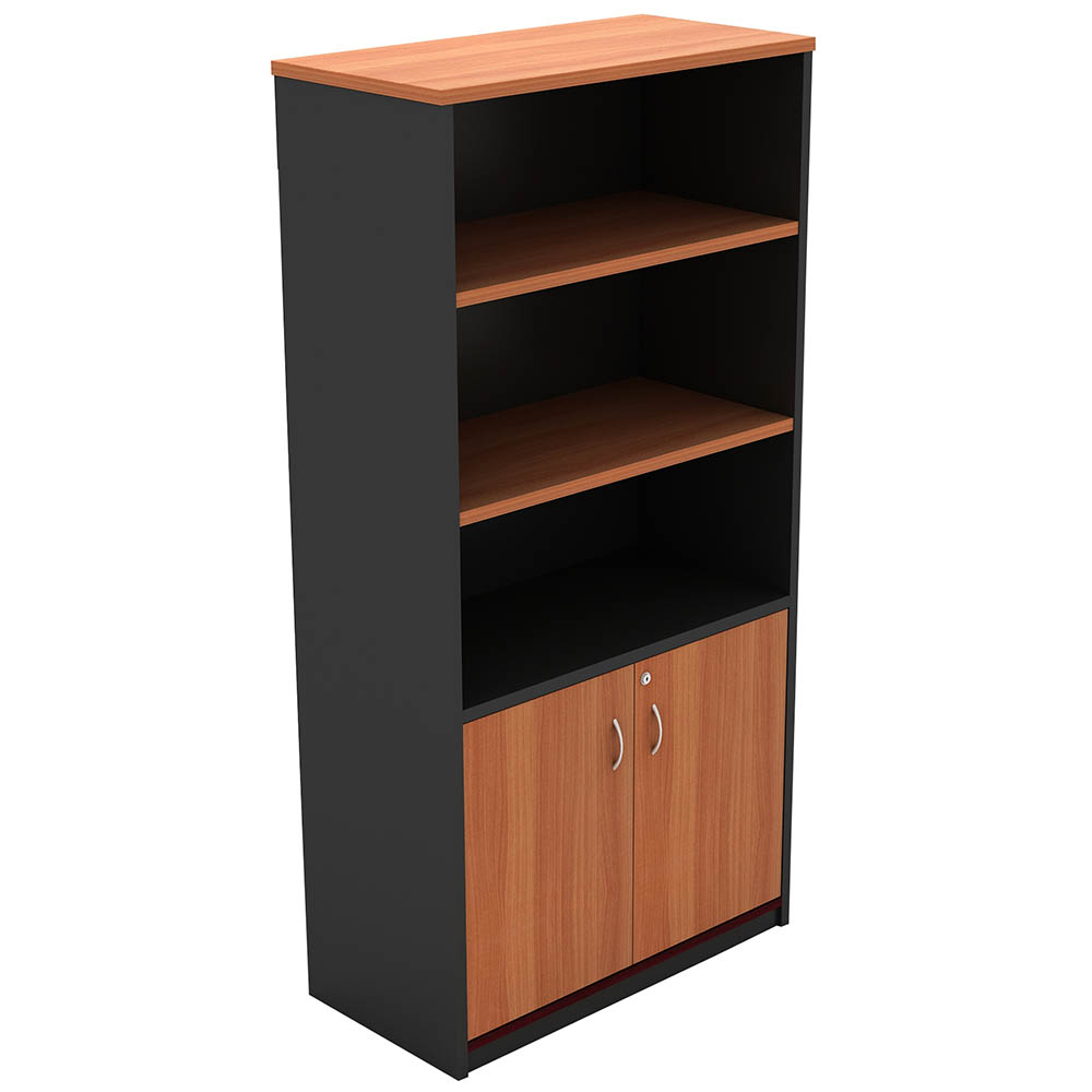 Image for OM HALF DOOR CABINET 900 X 450 X 1800MM CHERRY/CHARCOAL from MOE Office Products Depot Mackay & Whitsundays