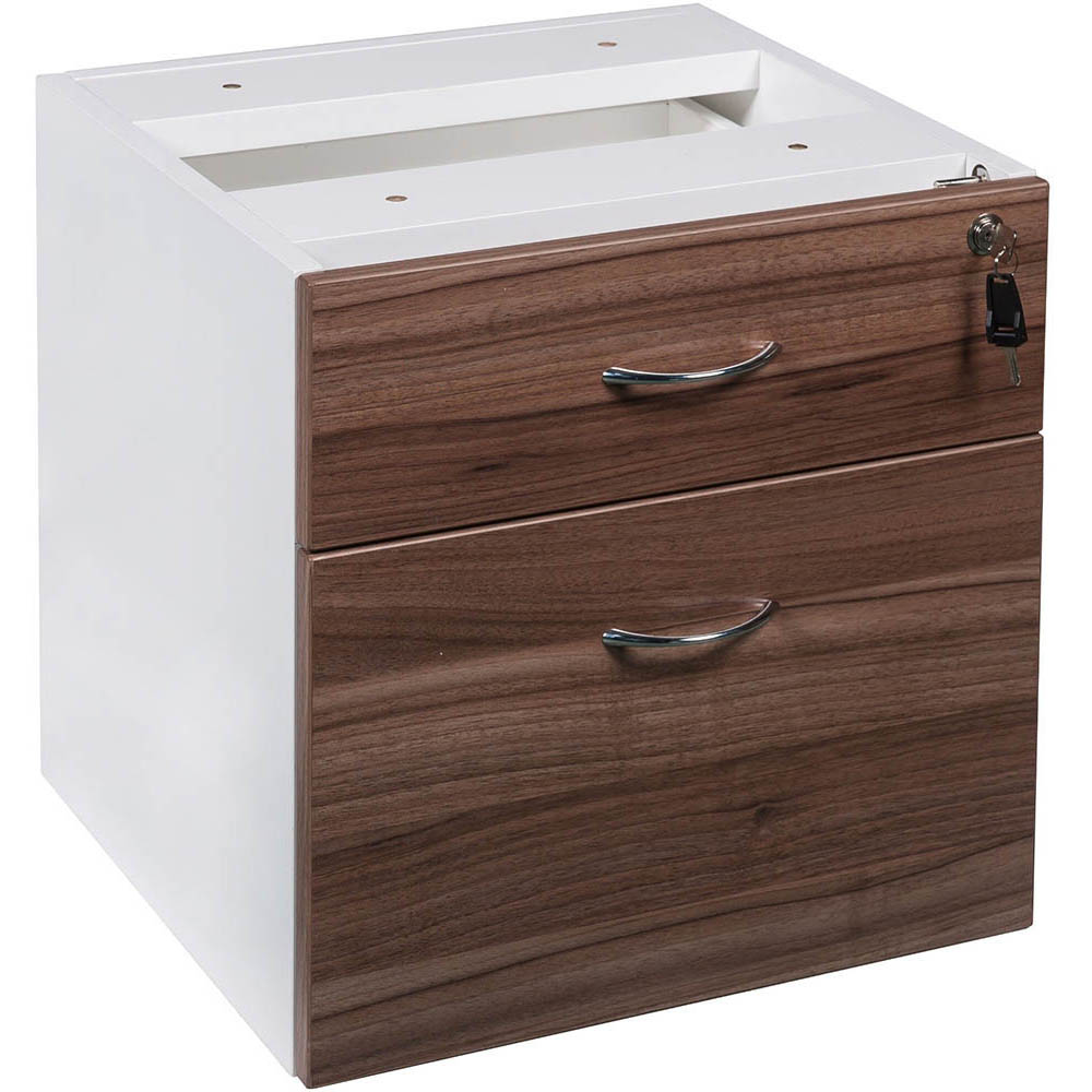 Image for OM PREMIER FIXED DESK PEDESTAL 2-DRAWER LOCKABLE 464 X 400 X 450MM CASNAN/WHITE from Office Products Depot
