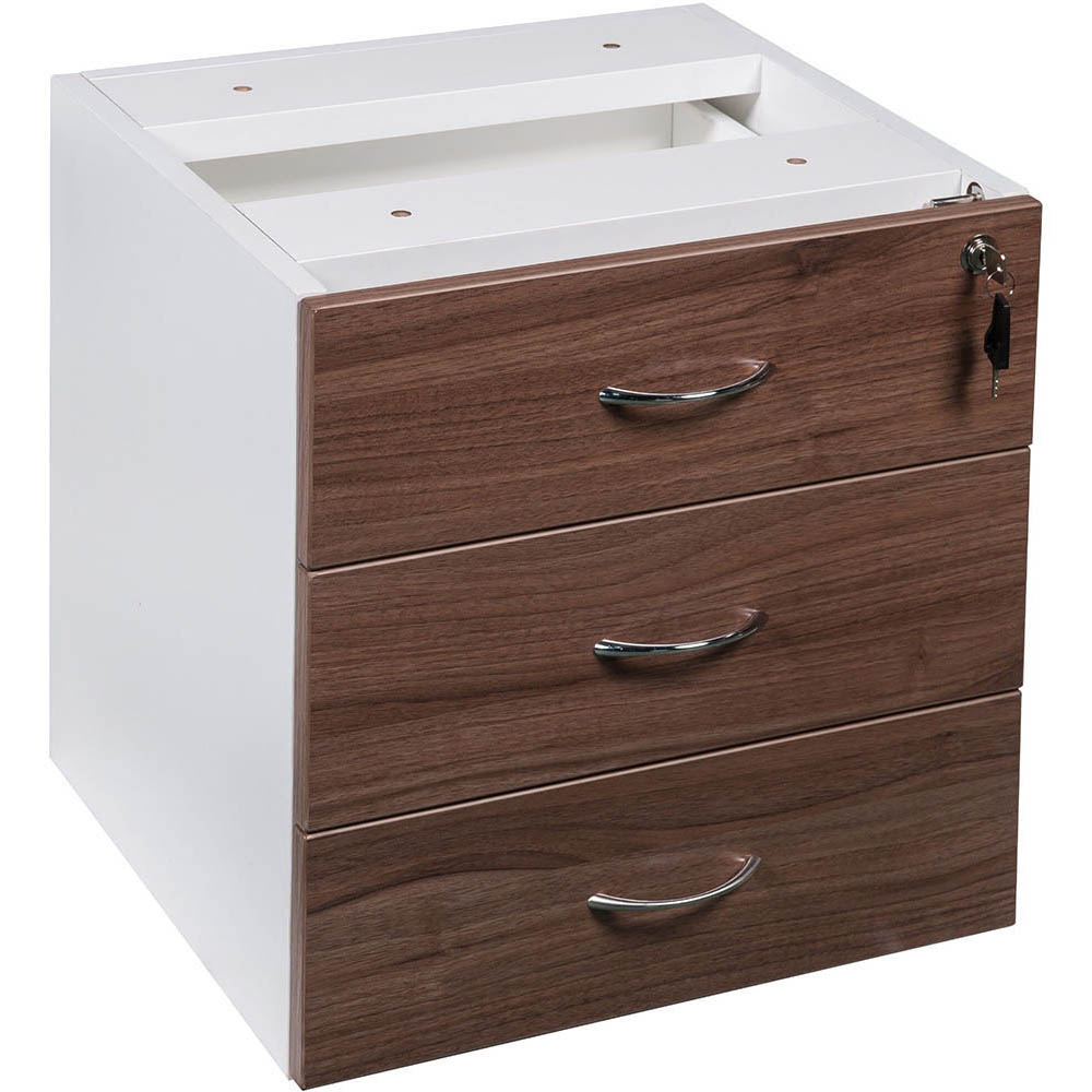 Image for OM PREMIER FIXED DESK PEDESTAL 3-DRAWER LOCKABLE 464 X 400 X 450MM CASNAN/WHITE from Office Products Depot