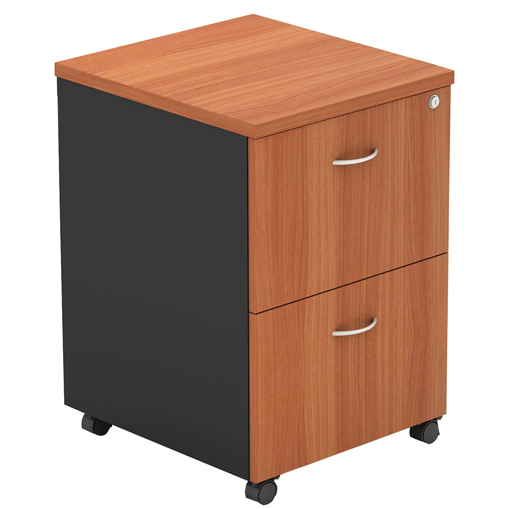 Image for OM MOBILE PEDESTAL 2-DRAWER LOCKABLE 468 X 510 X 685MM CHERRY/CHARCOAL from Barkers Rubber Stamps & Office Products Depot