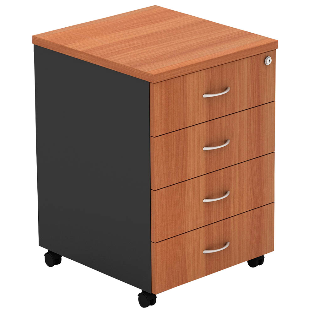 Image for OM MOBILE PEDESTAL 4-DRAWER LOCKABLE 468 X 510 X 685MM CHERRY/CHARCOAL from MOE Office Products Depot Mackay & Whitsundays