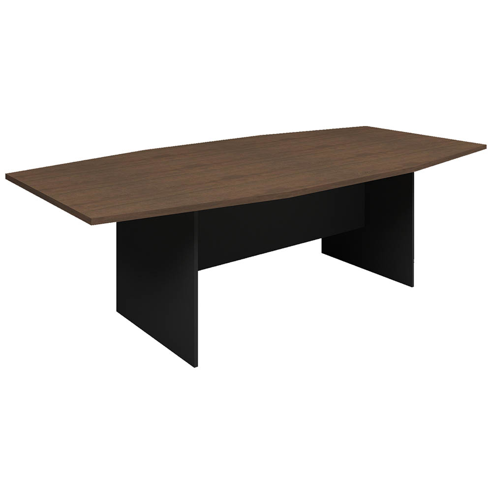 Image for OM PREMIER BOARDROOM TABLE WITH H BASE 2400 X 1200 X 720MM REGAL WALNUT/CHARCOAL from Margaret River Office Products Depot