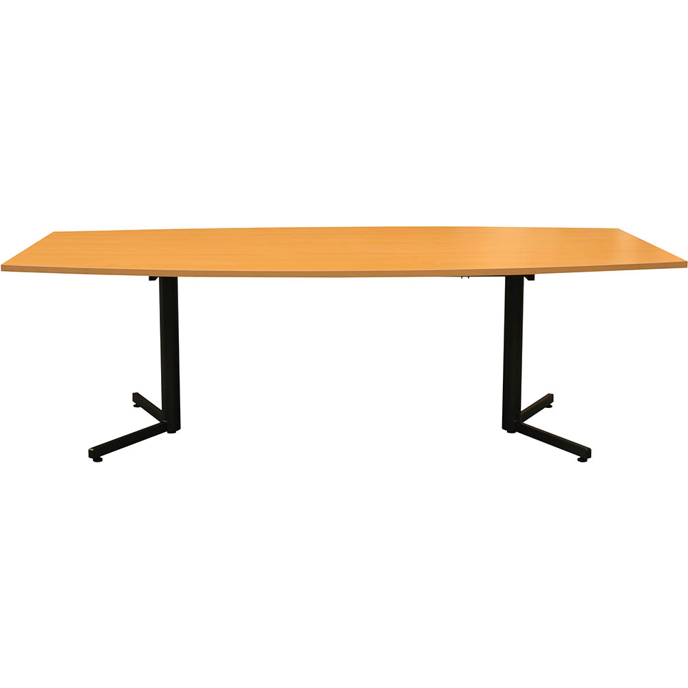 Image for OM BOARDROOM TABLE BOAT SHAPED 2400 X 1200MM BEECH/BLACK from MOE Office Products Depot Mackay & Whitsundays