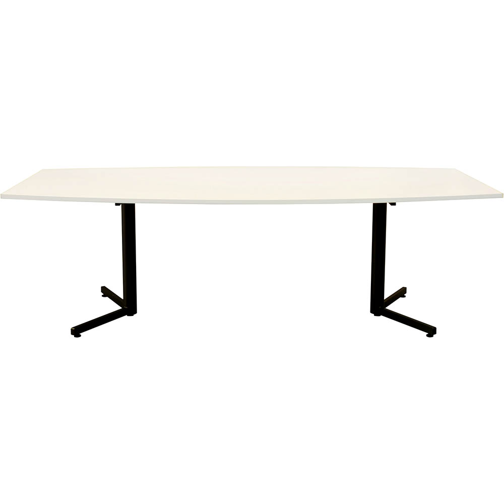 Image for OM BOARDROOM TABLE BOAT SHAPED 2400 X 1200MM WHITE/BLACK from Margaret River Office Products Depot