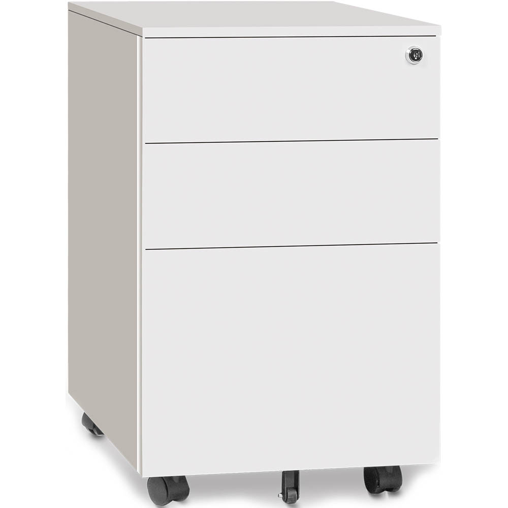 Image for OM METAL MOBILE PEDESTAL 3-DRAWER LOCKABLE 390 X 500 X 600MM WHITE from Barkers Rubber Stamps & Office Products Depot