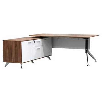 Image for POTENZA MANAGER DESK WITH BUFFET LEFT HAND RETURN 1950 X 1850 X 750MM CASNAN/WHITE from MOE Office Products Depot Mackay & Whitsundays