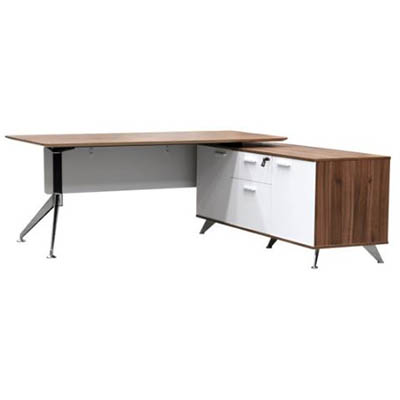Image for POTENZA MANAGER DESK WITH BUFFET RIGHT HAND RETURN 1950 X 1850 X 750MM CASNAN/WHITE from Ross Office Supplies Office Products Depot