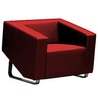 cube sofa lounge single seater red
