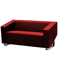 cube sofa lounge three seater red