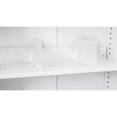 Image for GO STEEL TAMBOUR DOOR CUPBOARD ADDITIONAL SLOTTED SHELF DIVIDERS WHITE CHINA PACK 5 from Office Products Depot