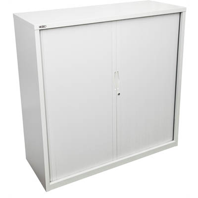 Image for GO STEEL TAMBOUR DOOR CABINET 2 SHELVES 1200 X 900 X 473MM WHITE CHINA from Barkers Rubber Stamps & Office Products Depot