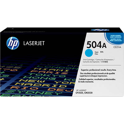 Image for HP CE251A 504A TONER CARTRIDGE CYAN from Albany Office Products Depot
