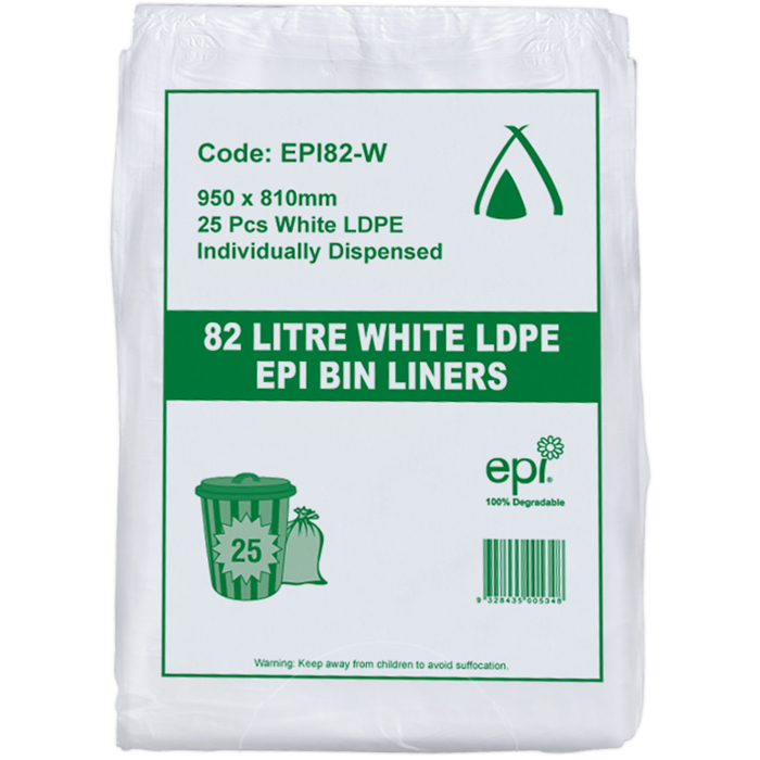 Image for HUHTAMAKI LDPE BIN LINER EPI 82 LITRE WHITE PACK 25 from MOE Office Products Depot Mackay & Whitsundays