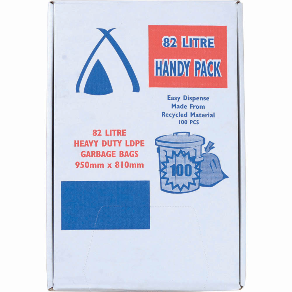 Image for HUHTAMAKI HANDY PACK BIN LINER 82 LITRE 950 X 810MM BLACK PACK 100 from MOE Office Products Depot Mackay & Whitsundays