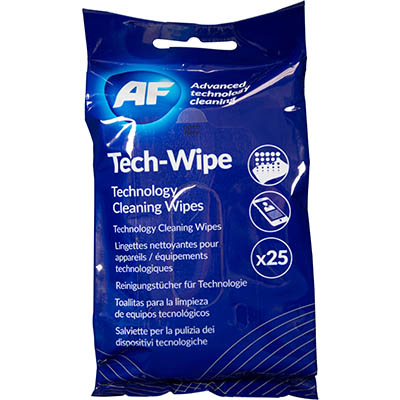 Image for AF TECH-WIPE TECHNOLOGY CLEANING WIPES PACK 25 from OFFICEPLANET OFFICE PRODUCTS DEPOT