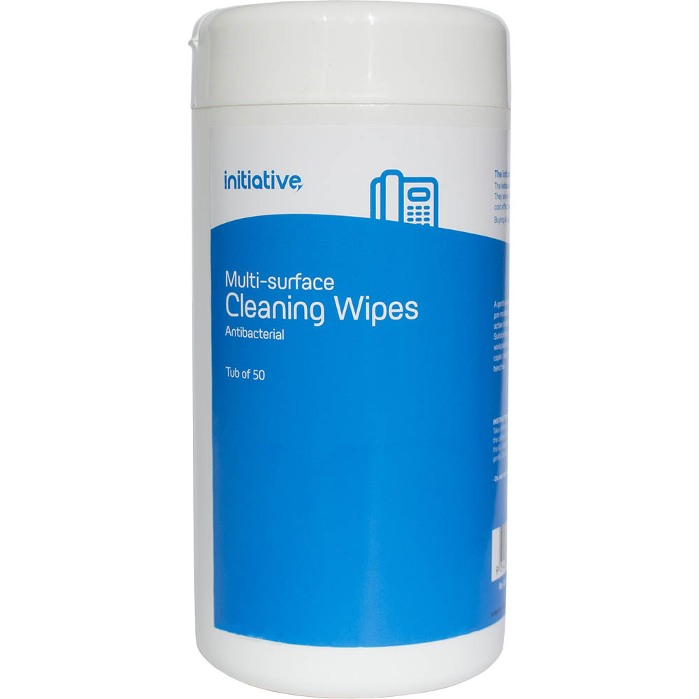 Image for INITIATIVE ANTIBACTERIAL MULTI-SURFACE CLEANING WIPES TUB 50 from Barkers Rubber Stamps & Office Products Depot