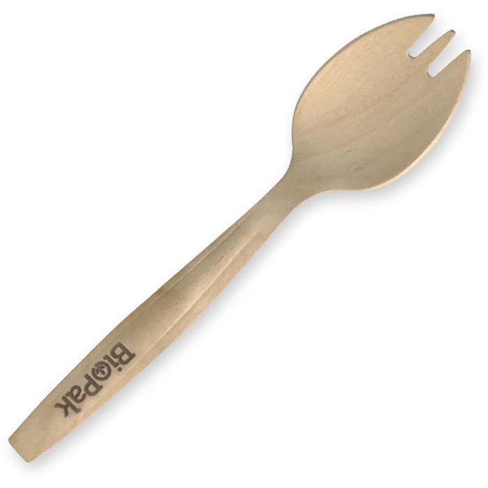 Image for BIOPAK WOODEN SPORK 160MM PACK 100 from Barkers Rubber Stamps & Office Products Depot