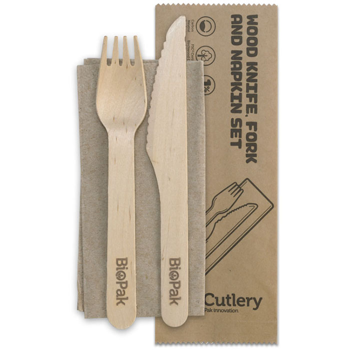 Image for BIOPAK WOODEN CUTLERY SET PACK 100 from OFFICEPLANET OFFICE PRODUCTS DEPOT