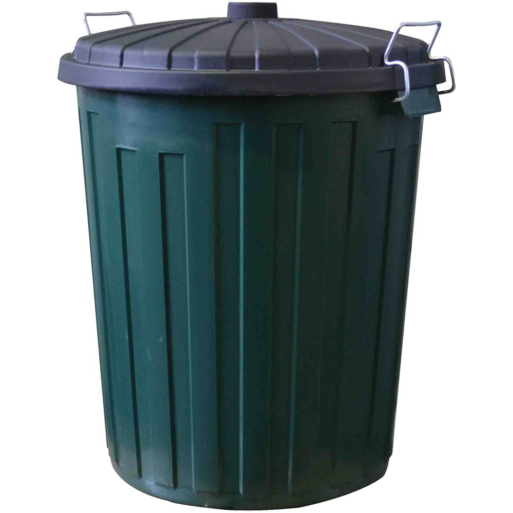 Image for ITALPLAST GARBAGE BIN WITH LID 55 LITRE GREEN/BLACK from Barkers Rubber Stamps & Office Products Depot