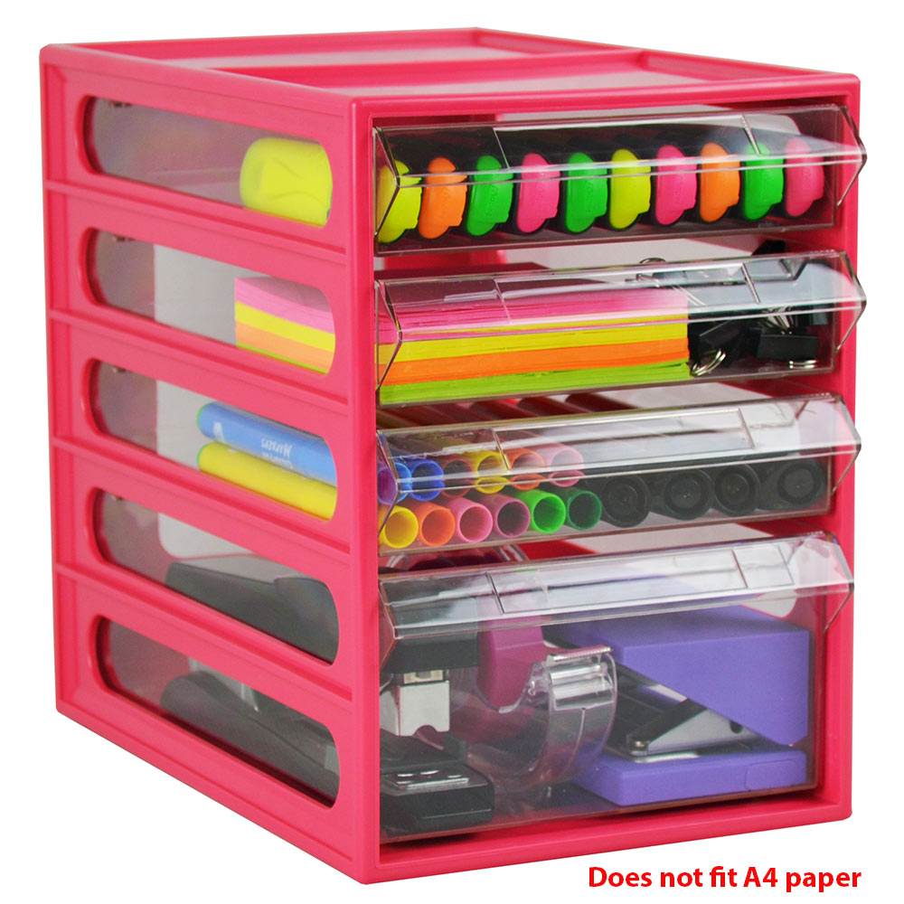 Image for ITALPLAST OFFICE ORGANISER CABINET 4 DRAWER 255D X 165W X 230H MM WATERMELON from Margaret River Office Products Depot